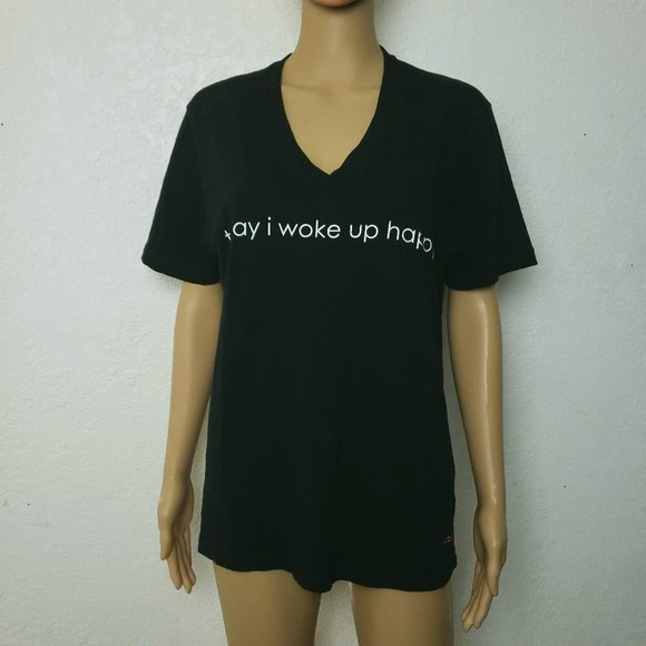 Peace Love World Today I Woke Up Happy Graphic V-Neck TShirt